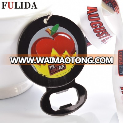 Customized fruit design black finishing metal running medal bottle opener