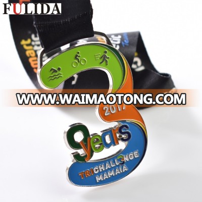 customized number 3 shape competition triathlon swim bike run finisher medal