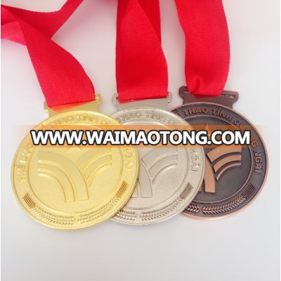 vietnam school medal hander with ribbon, gold silver bronze finishing medal