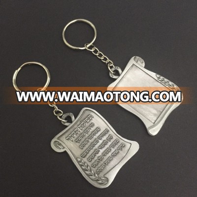 zinc alloy die casting antique bronze keychain with keyring