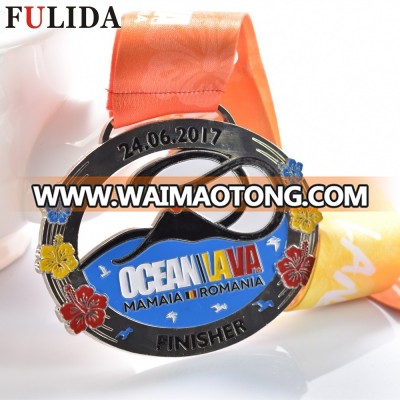 custom metal silver enamel medals award sports marathon running medal