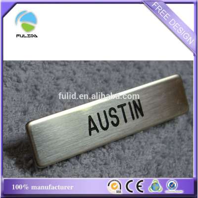 small quantity metal brushed magnetic simple bar name badge